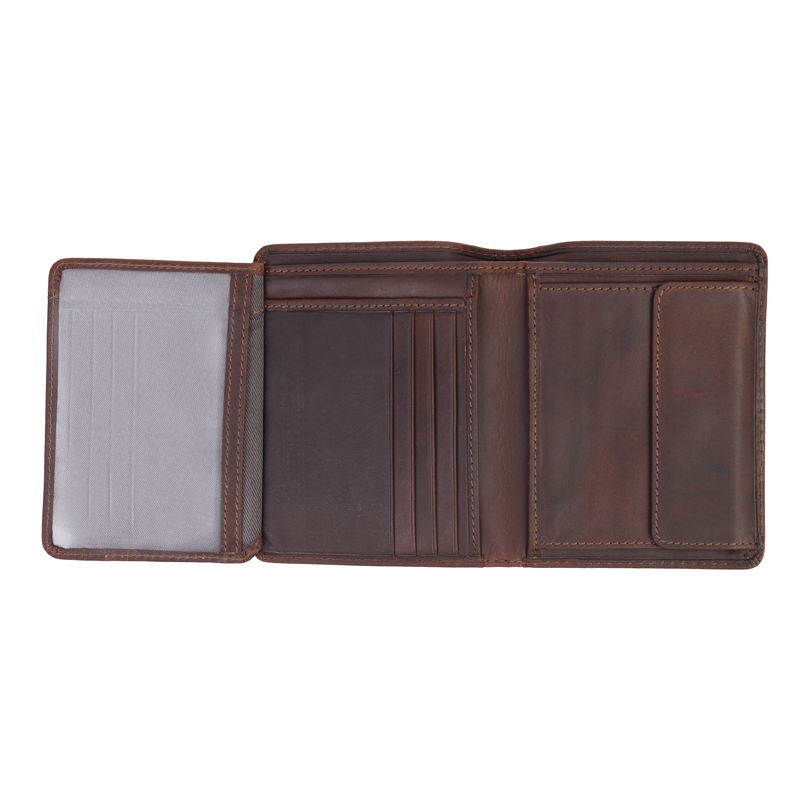 Бумажник KLONDIKE 1896 DIGGER «Cade», натуральная кожа в тёмно-коричневом цвете, 12,5 x 10 x 2 см