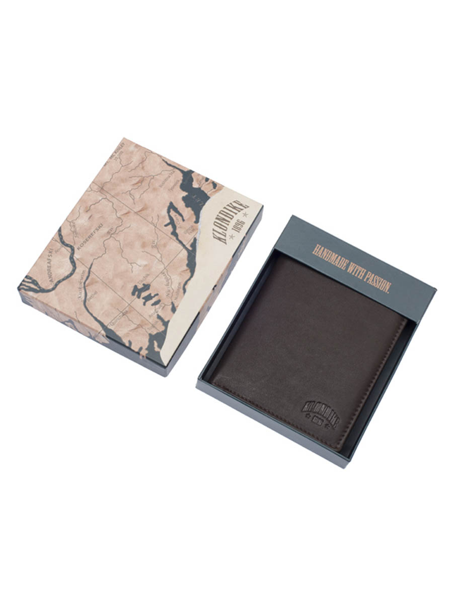 Бумажник KLONDIKE 1896 Claim, натуральная кожа в коричневом цвете, 10,5 х 1,5 х 13 см