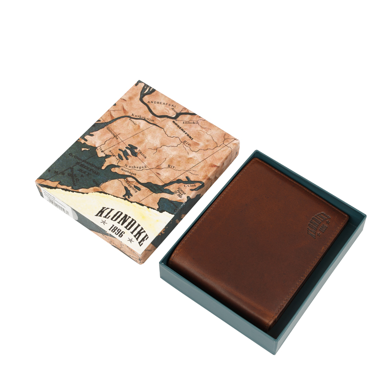 Бумажник KLONDIKE 1896 Dawson, натуральная кожа в коричневом цвете 12,5 х 2,5 х 9,5 см
