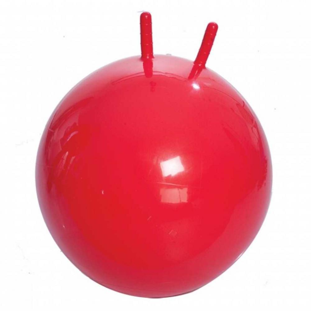 Гимнастический мяч детский с рожками, с насосом, 55 см (красный)