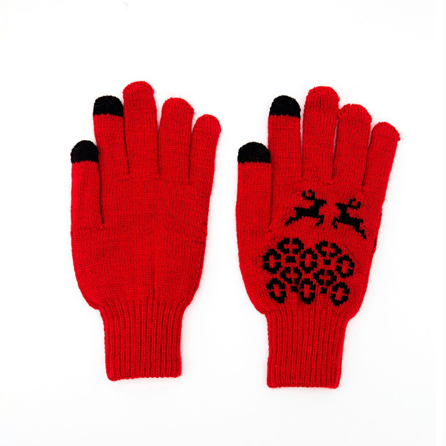 Перчатки двухслойные "Рождественские  петроглифы" с сенсорными пальцами