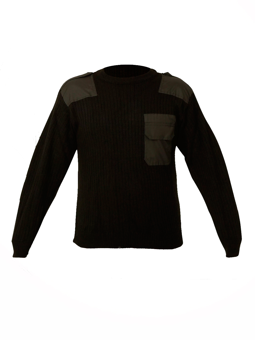 Джемпер форменный с накладками, О-образный (черный)