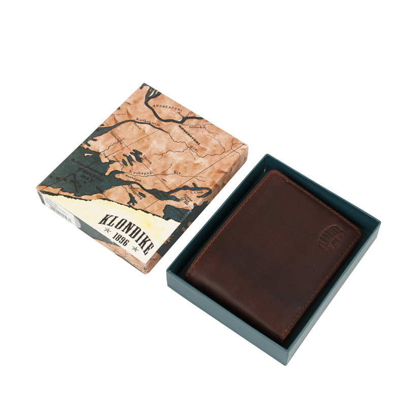 Бумажник KLONDIKE 1896 DIGGER «Angus», натуральная кожа в тёмно-коричневом цвете, 12 х 9 x 2,5 см