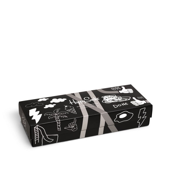 Носки в подарочной коробке 4 пары "Черно-белые"
