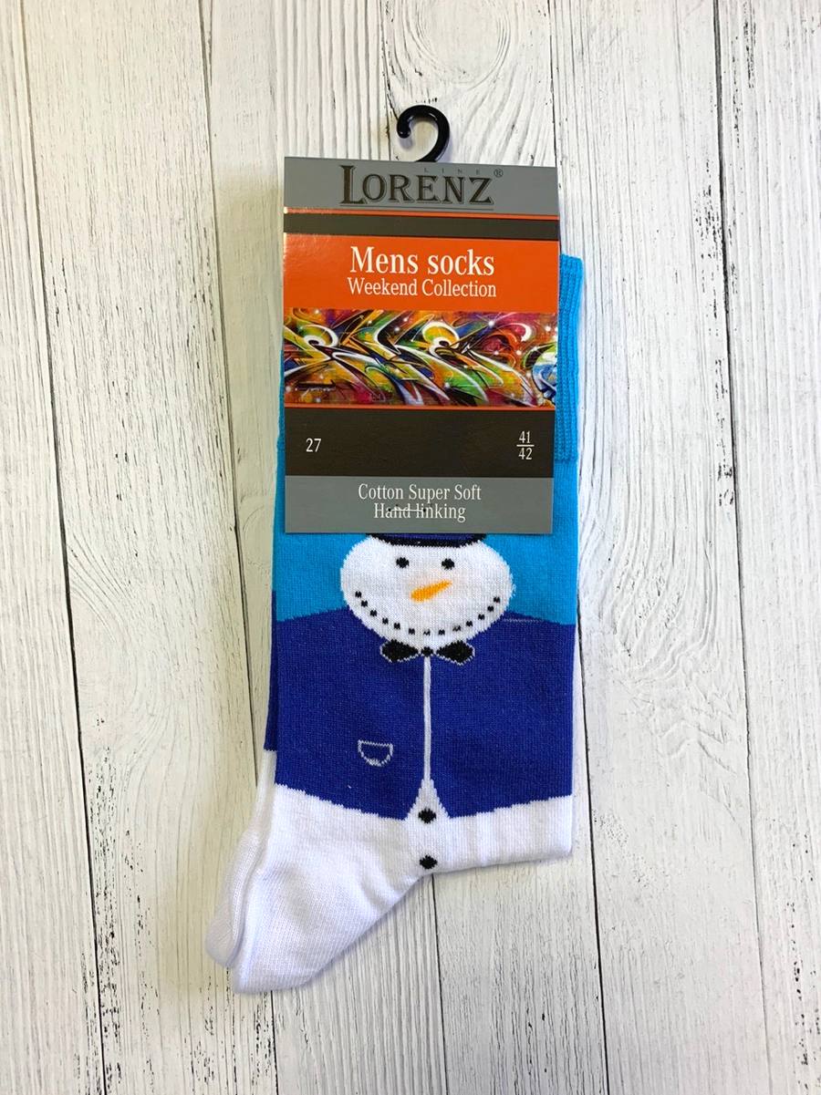 Новогодние мужские носки "Снеговики"