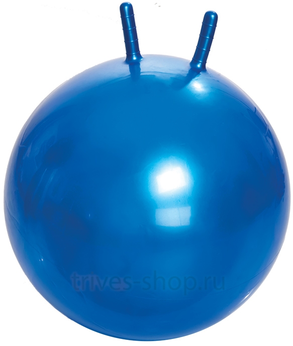 Гимнастический мяч детский с рожками, с насосом, 65 см (синий)