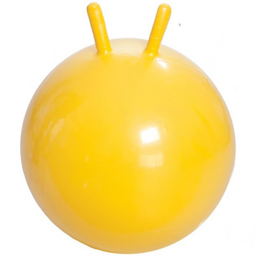 Гимнастический мяч детский с рожками, с насосом, 45 см (жёлтый)